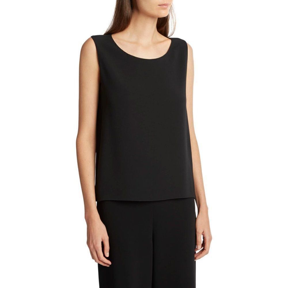 Karen Scott Womens Deep Black Sleeveless Round Neck Cotton Tank Top Size PS